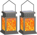 2 Pack Farmhouse Solar Lanterns ,Flame Glass Solar Lanterns ,Outdoor Waterproof Upgraded Solar and 2 AA Batteries Powered, for Mantelpiece,Outside Porch, Patio and Indoor Tables. by AYTPU