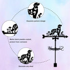 Dog Weathervane Metal Wind Vane Animal Flowers Garden Art Decoration Direction Sign Indicator Stake Mount Ornament for Patio Lawn Farmhouse Yard Roof Outdoor - Image 3