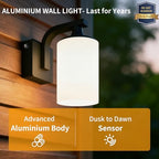 Dusk to Dawn Outdoor Wall Light Sconce, Waterproof Aluminum Porch Light Exterior Fixture with Milk Glass Shade for Patio, Yard, Garden House, Outside, Matte Black - Image 5