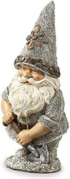 Roman Garden - Pebble Gnome with Shovel Statue, 13.25" H, Pudgy Pals Collection, Resin and Dolomite, Decorative, Garden Gift, Home Outdoor Decor, Durable, Long Lasting - Image 3