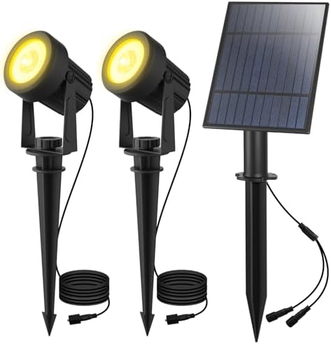 T-Sun 2-in-1 Solar Spotlights Outdoor Waterproof, Warm White, Dusk to Dawn by T-SUN