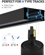 Barrina TR40C Track Grow Light, 3 x 40W 5000K, 15°-60° Beam Angle, Black - Image 6