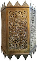 Set of 2 Moroccan Brass Wall Lamp Sconce Home Decor, Handmade Lighting Copper Metal Lights Turkish Lamp, Ramadan Candle Lantern, Candle Holder, Indoor Outdoor, Patio, Porch, Shelf, Garden (Tower) by Handmade