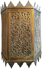 Set of 2 Moroccan Brass Wall Lamp Sconce Home Decor, Handmade Lighting Copper Metal Lights Turkish Lamp, Ramadan Candle Lantern, Candle Holder, Indoor Outdoor, Patio, Porch, Shelf, Garden (Tower) by Handmade