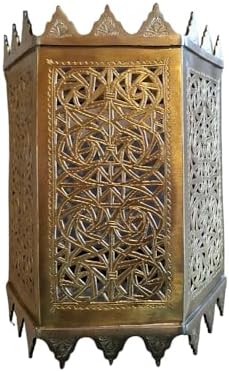 Set of 2 Moroccan Brass Wall Lamp Sconce Home Decor, Handmade Lighting Copper Metal Lights Turkish Lamp, Ramadan Candle Lantern, Candle Holder, Indoor Outdoor, Patio, Porch, Shelf, Garden (Tower) by Handmade