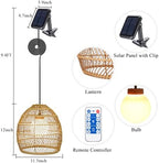Outdoor Rattan Lantern Solar Chandelier Outdoor Pendant Lights Solar Hanging Lantern with Remote Outdoor Waterproof Pendant Lights for Gazebo Porch Patio - Image 4