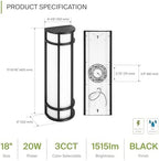 ASD 18" LED Outdoor Wall Light 4 Pack | Half Cylinder 3CCT, Porch | Black - Image 2