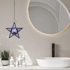 Xmas Star Glass Hanging Lantern Decorative Candle Holder Purple - Image 5
