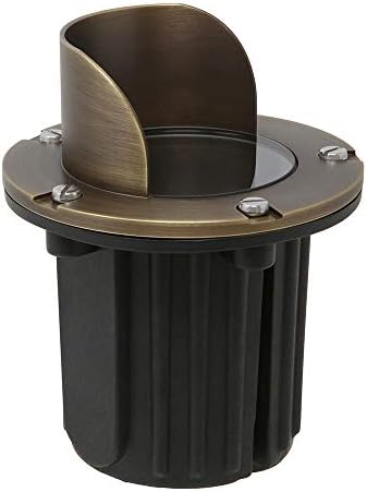 Lightkiwi N3068 In-Ground Well Light w/Angle Shield for 12 Volt Low Voltage Brass Landscape Lighting (Light Bulb Not Included) by Lightkiwi