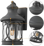 2-Pack Outdoor Wall Lights, Porch Lights, Waterproof Outdoor Wall Sconce, Exterior Light Fixture Grey Finish with Clear Glass Shade for Garage Patio Front Door Balcony, 12in. - Image 3