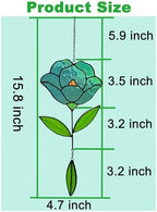 Flower Suncatchers, Stained Glass Window Hangings, Garden Suncatchers for Window and Wall Decor (B-Green) - Image 2