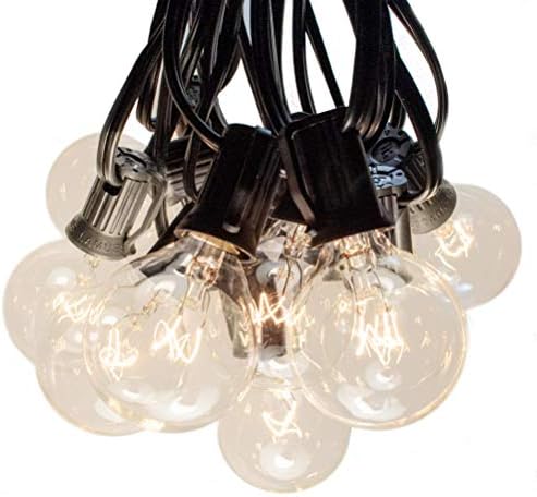 100 Foot Globe String Lights - 105 G40 Clear Bulbs (5 Extra) - Black Wire by HometownEvolutionInc