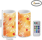 Fall Flameless Candles Maple Leaves Music Notes Battery Operated Candles with Timer Remote Thanksgiving Day LED Pillar Lights for Patio Porch Lanterns Decor Battery Tea Lights - Image 2