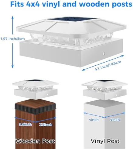 Peasur 20 Packs 4x4 White Solar Post Cap Lights Outdoor with 3 Modes - Image 3