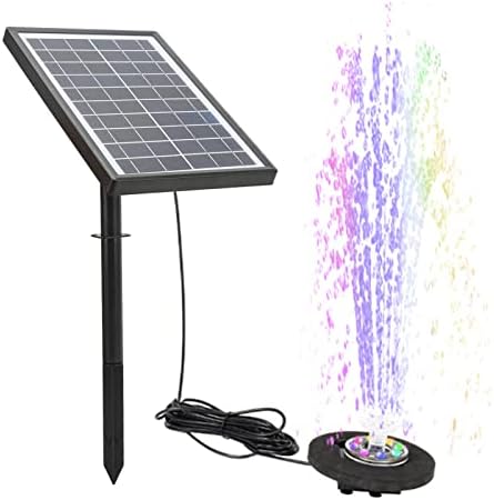 Pilipane Solar Fountain Pump with Battery Backup 5000mAh, 7W Solar Bird Bath Fountain with LED Lights, Solar Birdbath Fountain Pump for Pond, Fish Tank，Fountains Garden Decor - Image 4