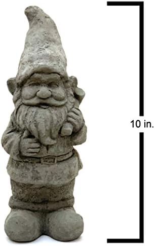 Garden Gnome with Mallet: Solid Durable Stone Statue with Vintage Texture. Sealed for Outdoors. Handcrafted USA. (Antique/Gray) - Image 3