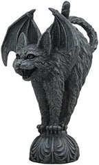 Gifts & Decor Ebros Bizarre Gothic Eureka Bat Winged Cat Gargoyle Statue 7" Tall Stoic Feline Guardian Castle Top Stone Creature Figurine - Image 3