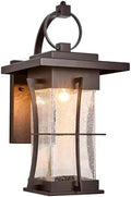 20" H Extra Large Outdoor Sconce Oil Rubbed Bronze Villa Front Door Wall Light XLarge Deep Brown Exterior Wall Lantern Waterproof Mission Light Fixtures with Seeded Glass for Porch Garage Coach Light by EERUOUTDOORLIGHTING