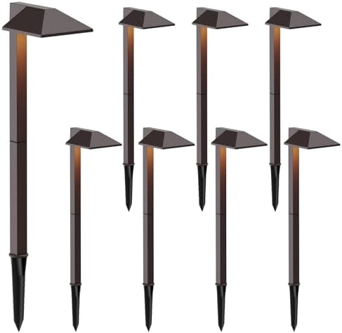 Malibu Low Voltage Landscape Lighting 0.6W LED Pathway Lights Outdoor Landscape Path Lights Wired with Connectors 22 Lumen Warm White Walkway Lights for Garden Yard Lawn 8Pack by Unknown