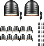 Low Voltage LED Step Lights - Warm White & Daylight White Selectable, Landscape 12V Deck Lights Outdoor, Hardwired IP65 Waterproof Aluminum Black for Wall Garden Handrail 12 Pack by Varmtalys