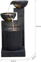 Black Modern Tiered Bowl Fountain, Decorative Water Fountain with LED Lights and Quiet Pump, Indoor Outdoor Water Feature for Patio, Garden, Deck, Balcony, Office and Home Décor - Image 3