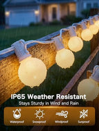 SUNSGNE 25FT G40 LED Outdoor White String Lights with 27 White Solid Shatterproof Globe Bulbs (2 Spare), Outdoor Hanging Edison Lights for Room Café Bistro Pergola Tents, White Wire - Image 3