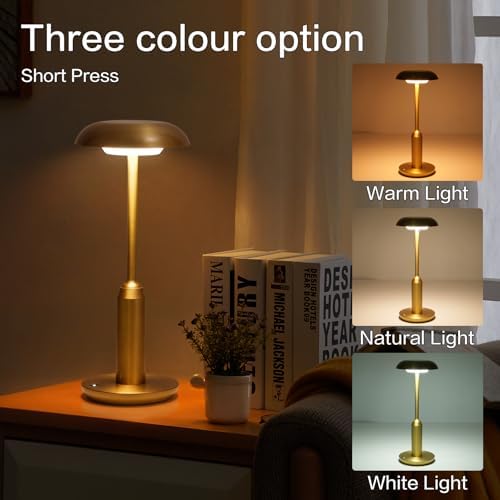 2 Pack Cordless Table Lamp, Rechargeable Table Light,Gold - Image 4