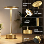 LED Cordless Table Lamp Rechargeable Battery Outdoor Light Gold - Image 3