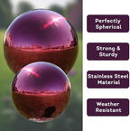 Lily's Home 10" Diameter Stainless Steel Gazing Globe Mirror Ball, Colorful and Shiny Addition to Any Garden or Home, Ideal As a Housewarming Gift, Sparking Red - Image 4