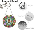 Ornate Lantern with Blooming Flowers and Gems Stained Glass Suncatcher 12in - Image 4