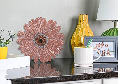 NAT & Jules Gerbera Daisy Flower Shaped Dimensional Indoor Outdoor 12 inch Cast Resin Decorative Garden Stepping Stone, Patio, Walkway Sculpture Yard Art, Terracotta - Image 5