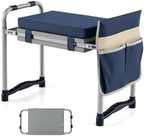 2-in-1 Garden Kneeler and Seat, Folding Garden Seat w/EVA Foam Kneeling Pad & Removable Tools Pouch, Sturdy Steel Frame, No Assembly, Portable Heavy Duty Garden Stool w/Detachable Armrests by OFFICEJOY