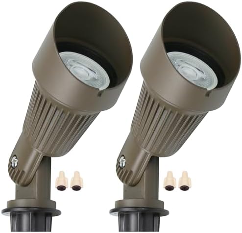 Lumina Lighting® 5W Landscape Lighting 12V Landscape Lights Low Voltage Landscape Spotlights Warm White Waterproof Outdoor Replaceable LED Bulb for Garden,Lawn,Porch,Patio and Yard (Bronze) (2-Pack) by LuminaLighting%C2%AE