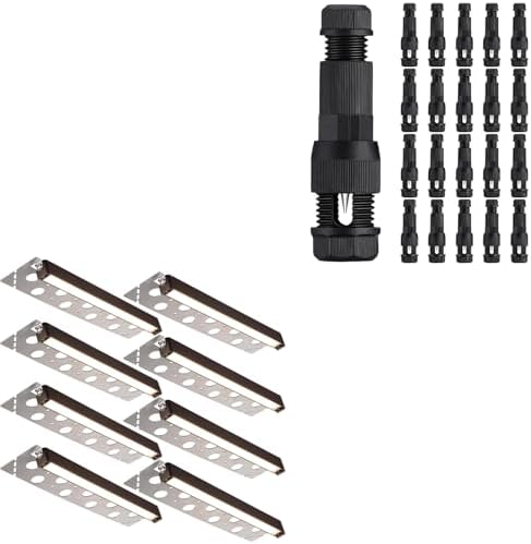LEONLITE Hardscape Lighting Bundle Wire Connectors, 8-Pack 12 Inch LED Hardscape Lighting, Retaining Wall Lights, 12V AC/DC, ETL, 2700K & 20-Pack Fastlock Wire Connectors for Landscape Lighting by LEONLITE