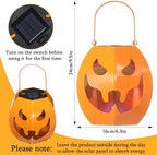 VIHOSE 2 Pcs Halloween Solar Pumpkins Lantern Lights for Hanging - Image 2