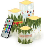 Jeiento Flickering Flameless Pillar Candles with Timer, Battery Operated White Real Wax Warm Light Pillar Candles, Christmas Tree Decal by Jeiento