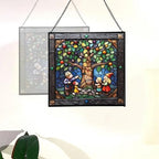 Gnome with Family Tree Stained Glass Suncatcher – Square Hanging Window Panel for Home, Garden, Nursery, Halloween, Christmas, Memorial Day – Whimsical Glass Art Gift for Gnome Lovers 3f1a3a - Image 4