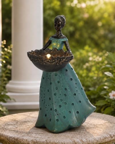 Nacome Solar Fairy Garden Decor: 11Inch Resin Outdoor Statues(Green) by Nacome