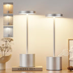 Kakanuo Silver Gray Cordless Lamp Set, Rechargeable Lamp, 3 Color Temperature, LED Outdoor Wireless Lamps, Battery Operated Lamps, Stepless Dimmable, Touch Control by KakanuoLightings