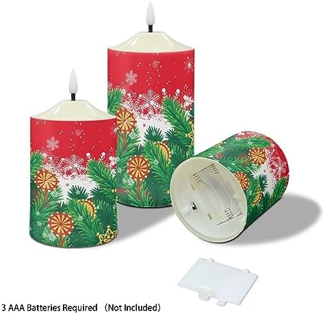 Cozeyat LED Candles Pack of 3 Flameless Electric Tealights with Remote Timer, Cute Christmas Tree Print Christmas Decor Candles Battery Operated Dancing Flames Candles - Image 3