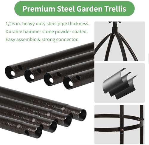 Garden Obelisk Trellis for Climbing Plants Outdoor 6.3 Feet Tall Rose Heavy Duty Metal Trellis Plant Support for Vines Clematis Flowers, Bronze - Image 7