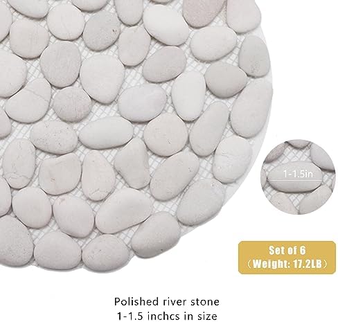 12 inch River Rock Stepping Stone - Diamater Pavers for Outdoor Garden Walkway, Landscaping - Polished Pebble Step Stones for Patio Yard Lawn Pathway, Set of 6 (Roundness,White) - Image 3