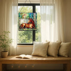 Chestnut Morgan Horse Resting Near barn Window Square Suncatcher – Stained Glass Style Window Panel with Pastoral Scene, Custom Decorative Hanging Art for Equestrian Home, Christmas 7IfYQe - Image 7