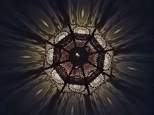 Iron Hanging Tealight Outdoor Moroccan Candle Lantern, Metal Finish Type Candle Lantern Gift for Home and Outdoor Décor (Golden) - Image 3