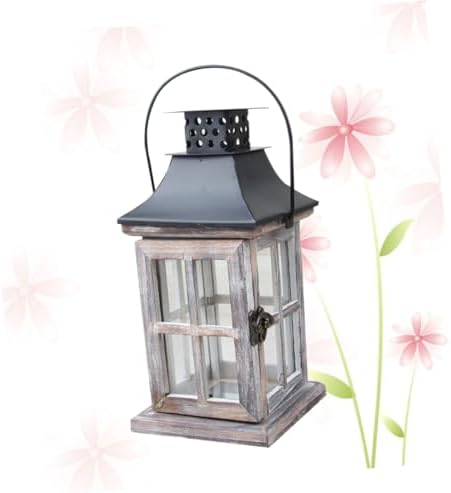 Vintage Wooden Wall Hanging Candle Lanterns Iron Holder Xmas - Image 6