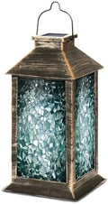Solar Lantern Stained Glass Window Outdoor Waterproof Hanging Solar Light Outside Lights for Patio Yard House Lawn Decor Birthday Gifts for Women Mom by Unknown