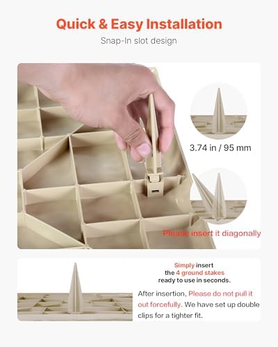 VEVOR Garden Stepping Stones, 8Pcs 15.5 x 15.5 in, Decorative Stepping Stones with Stakes, Weather-Resistant Plastic Pathway Pavers, Smooth Surface, Outdoor Walkway for Lawn Patio Landscape, Beige - Image 5