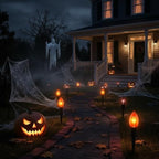 10 Pack Halloween Pathway Stake Lights,19.5ft Halloween Party Decor Walkway Lights with C9 Clear Black&Orange Bulbs for Outdoor Lawn Patio Yard Walkway Garden,Waterproof Clear Black&Orange - Image 7