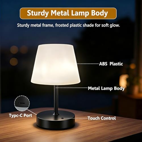 Rechargeable Table Lamp, Cordless Shower Lamp Waterproof- Black - Image 5