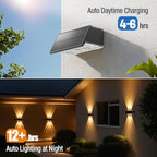 NIORSUN Solar Fence Lights,16 Pack Deck Light,Led Outdoor Lights 3000K/4500K/6000K+ RGB Up & Down Wall Lights Waterproof,Solar Powered Light for Backyard/Pool/Railing/Patio/Porch/Step Black - Image 2